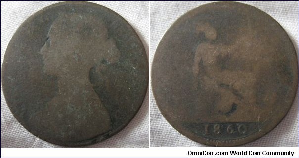 1860 penny, clear date