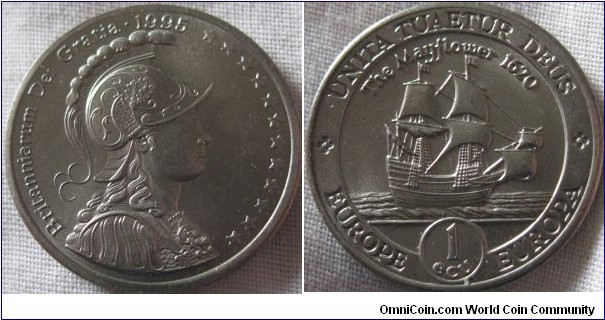 1995 1 ecu, with the mayflower on the reverse
