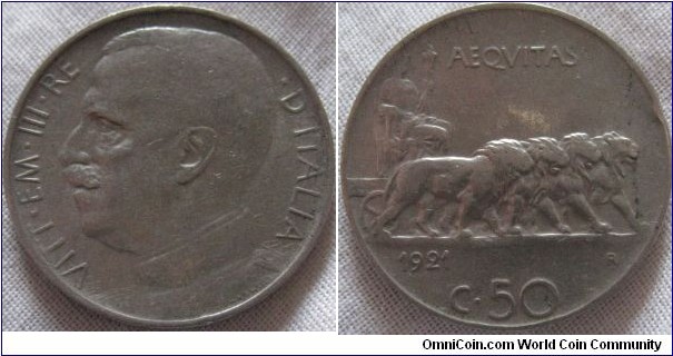 1921 VF 50 centimos.