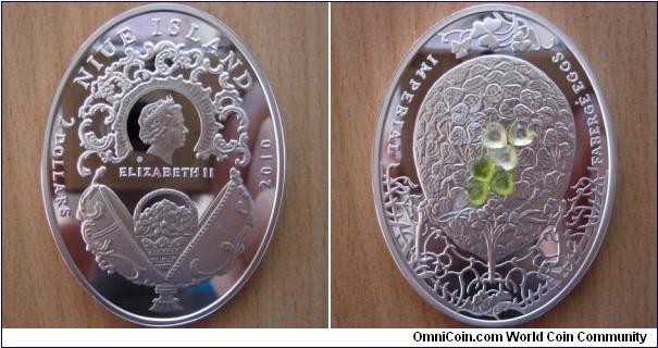 2 Dollars - Impérial Fabergé eggs - clover leaf - 56.56 g Ag .925 Proof (with crystals) - mintage 7,000