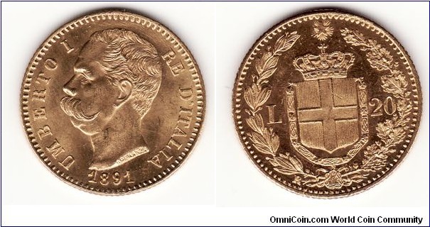 Umberto I 1891 L.20
AU / R