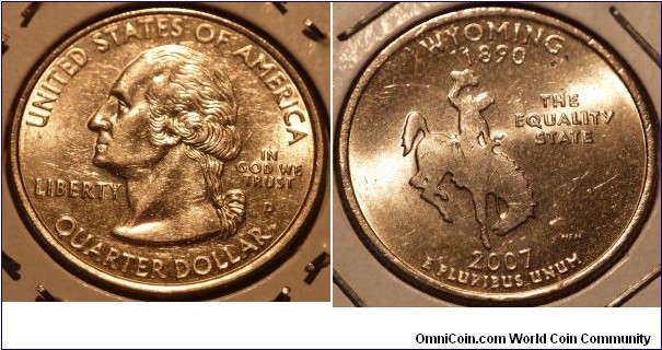 25 Cents, Wyoming, State Quarters (44/56) * Obv pic is common scan.