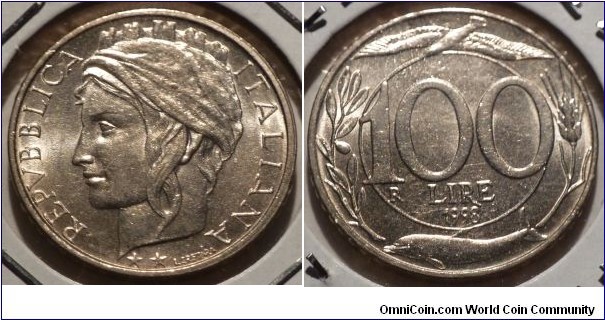 100 Lire, New type, last before euro
