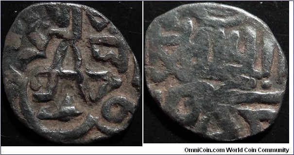 Dimitry Donskoy AR Wire Denga. Cyrillic letter D countermark. The host is a Golden Horde dirhem or its imitation. Kolomna. GP-112B, R-V. GP 2017 - 1022 A, R5