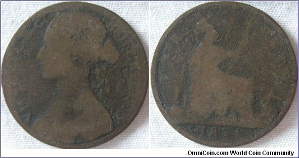 1871 pennyy, key date, scarce, average grade