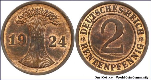 2 Rentenpfennige 1924 J
