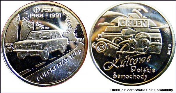 Token- Polski Fiat 125, Kultowe Polskie Samochody , Nr 179 202 , Mennica Polska 