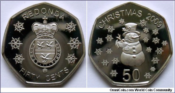50 cents.
2009, Christmas.
Redonda fantasy coin.