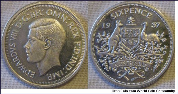 1937 proof pattern of edward VIII australian 6D not that hard to get