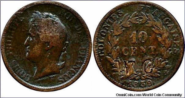 French colonies 10 centimes, stamped 'WC'. What is it?