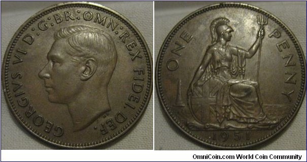 1951 penny, scarce, for colonial use issue
