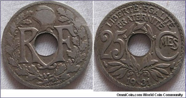 1931 25 centimes 22,121,000 minted