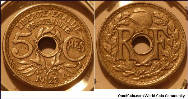 5 Centimes, Holed badly