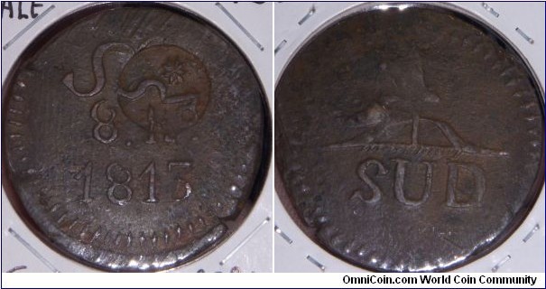 General Morelos 8 reales, with Morelos monogram counterstamped.