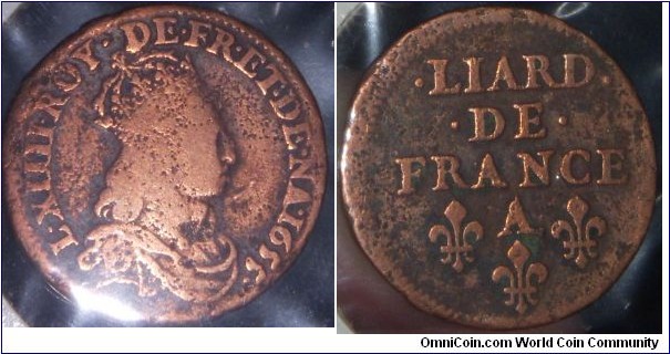 1 Liard, King Louis the XIIII.  Paris Mint.