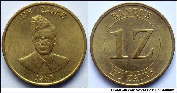 1 zaire.
1987, Republic of Zaire (now Democratic Republic of the Congo)