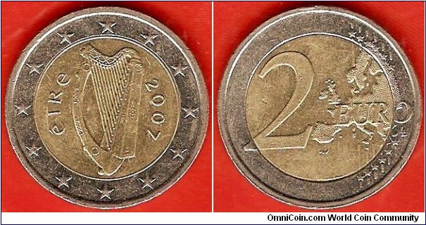 2 euro coin with new map
bimetal coin