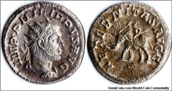 silver antoninianus of Philip I (The Arab). Aeternitas reverse