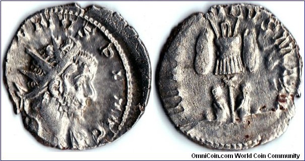 silver antoninianus of Gallienus.Germanicus Rex reverse 