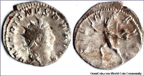 silver antoninianus of Valerian I. Sol reverse