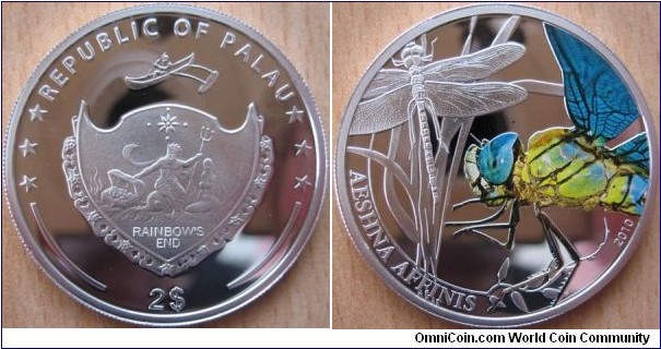 2 Dollars - World of insects - Dragonfly - 15.55 g Ag .925 Proof - mintage 1,000
