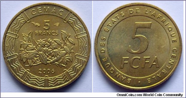5 francs CFA.
2006, Central African States.