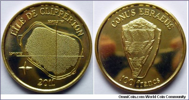 100 francs.
2011, Clipperton Island.