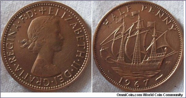 1968 version of the 1967 halfpenny, the 1968's share the same date but have a thicker obverse rim