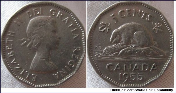 1955 5 cent, VF