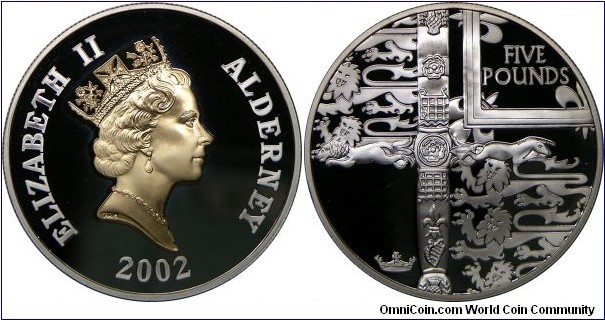 5 Pounds, Golden Jubilee of Queen Elizabeth II. Golden Jubilee Sword.