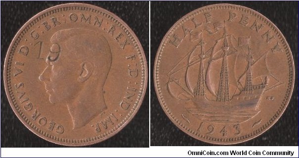 Half penny with counter stamp OB: 