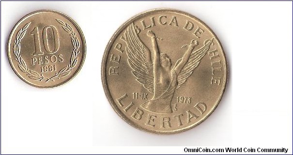 10 Peso - Republica De Chile / Libertad