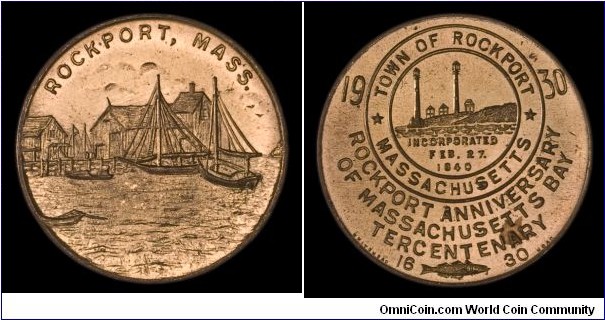 Massachusetts Bay Tercentenary commemorative from Rockport.