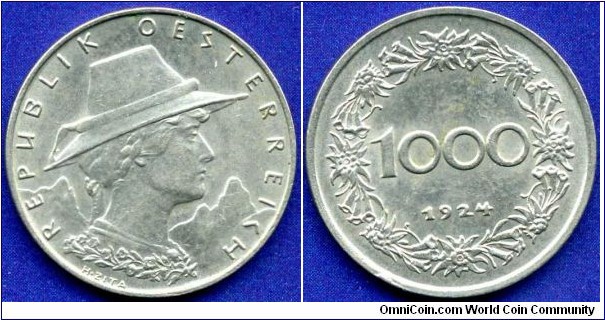 100 kronen.
Austrian Republic.
Pre-Reform coinage.
Mintage 72,353,000 units.


Cu-Ni.
