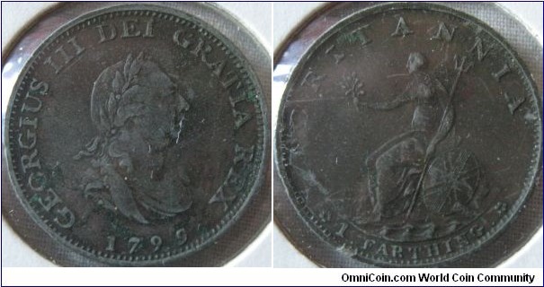 1799 farthing, VF grade