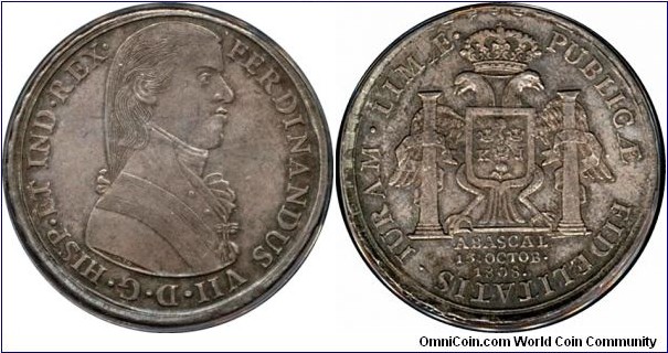 Medaille zu 8 Reales 1808 Ferdinand VII