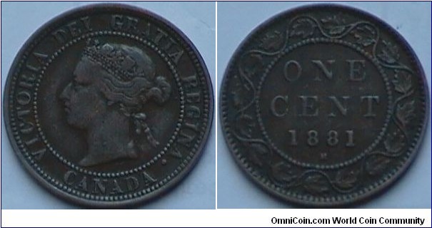 Canada, 1 cent, 1881 H (1876-1901) Large cent