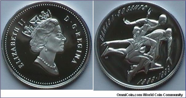 Canada, 50 cents, 1998 Commemorates Canada's first national figure-skating champioships in 1888, Sterling Silver Coin