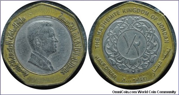 Jordan  0.5dinar -km79-(AH1421)2000