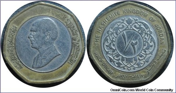 Jorden  0.5dinar (AH1417) 1997