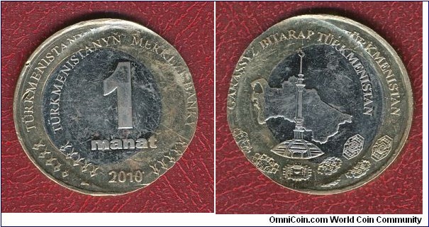 1 Manat 2010 strong double strike second strike offcent