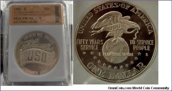 REWARD is being offered for the recovery of this 1991-S USO PR70CAM Commemorative Dollar. This coin was stolen from my collection on March 31, 2011. Serial number is 6413709991.05380 If anyone attempts to sell it to you please contact me I as it will help me to recover my collection. Reward is offered for information leading to the arrest and conviction of the persons responsible.