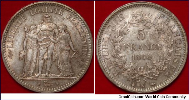 1848-K 5Francs 
ex,Grundy 