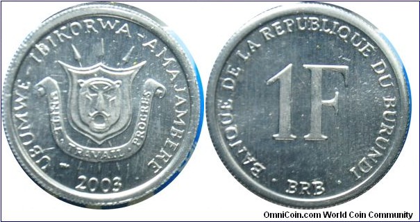 Burundi 1francs 2003