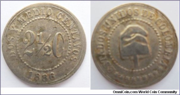 CAT 122- 1886 2-1/2 CENTAVOS $ 9