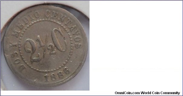 CAT 188-2 21/2 CENTAVOS 1886- FOR SALE $9