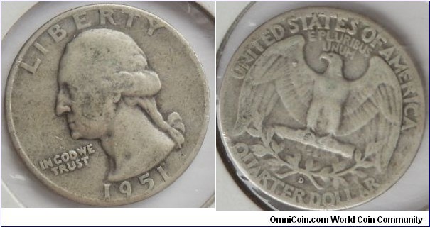 USA 1951 QUARTER SILVER  CAT 158-5