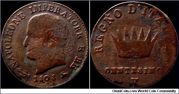 1808 1 Centesimo, Napoleonic Kingdom of Italy.