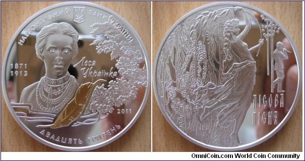 20 Hryvnia - Forest song - 67.25 g Ag .925 Proof (partially gold plated) - mintage 4,000