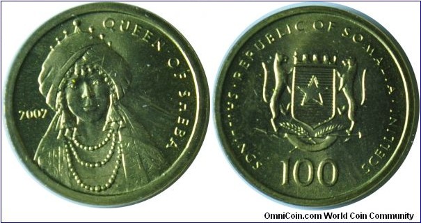 Somalia 100shillings Queen of Sheba 2002
